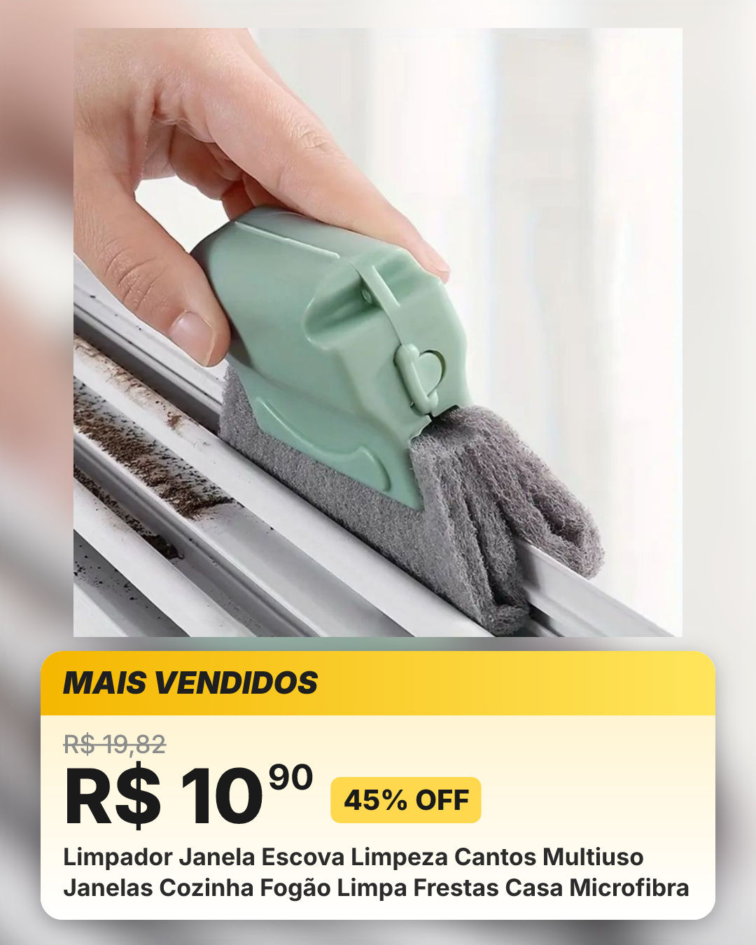 Limpador Janela Escova Limpeza Cantos Multiuso Janelas Cozinha Fogão Limpa Frestas Casa Microfibra