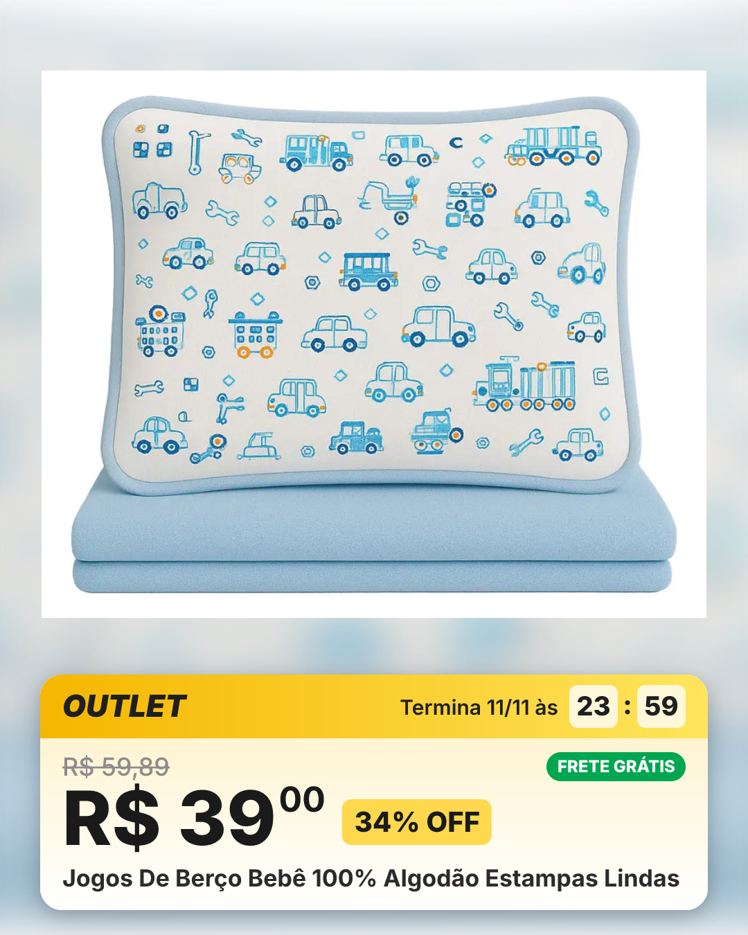 Jogos De Berço Bebê 100% Algodão Estampas Lindas