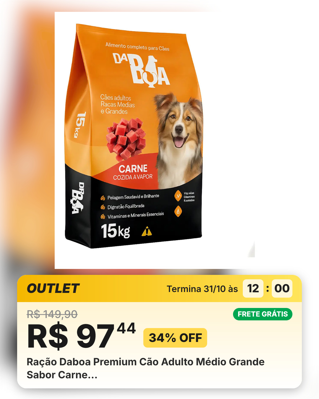 Ração Daboa Premium Cão Adulto Médio Grande Sabor Carne…
