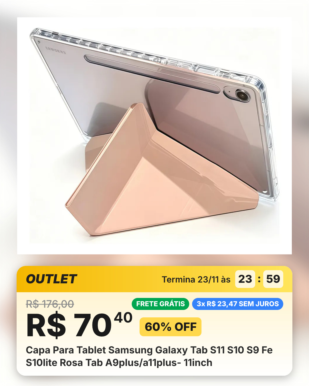 Capa Para Tablet Samsung Galaxy Tab S11 S10 S9 Fe S10lite Rosa Tab A9plus/a11plus- 11inch