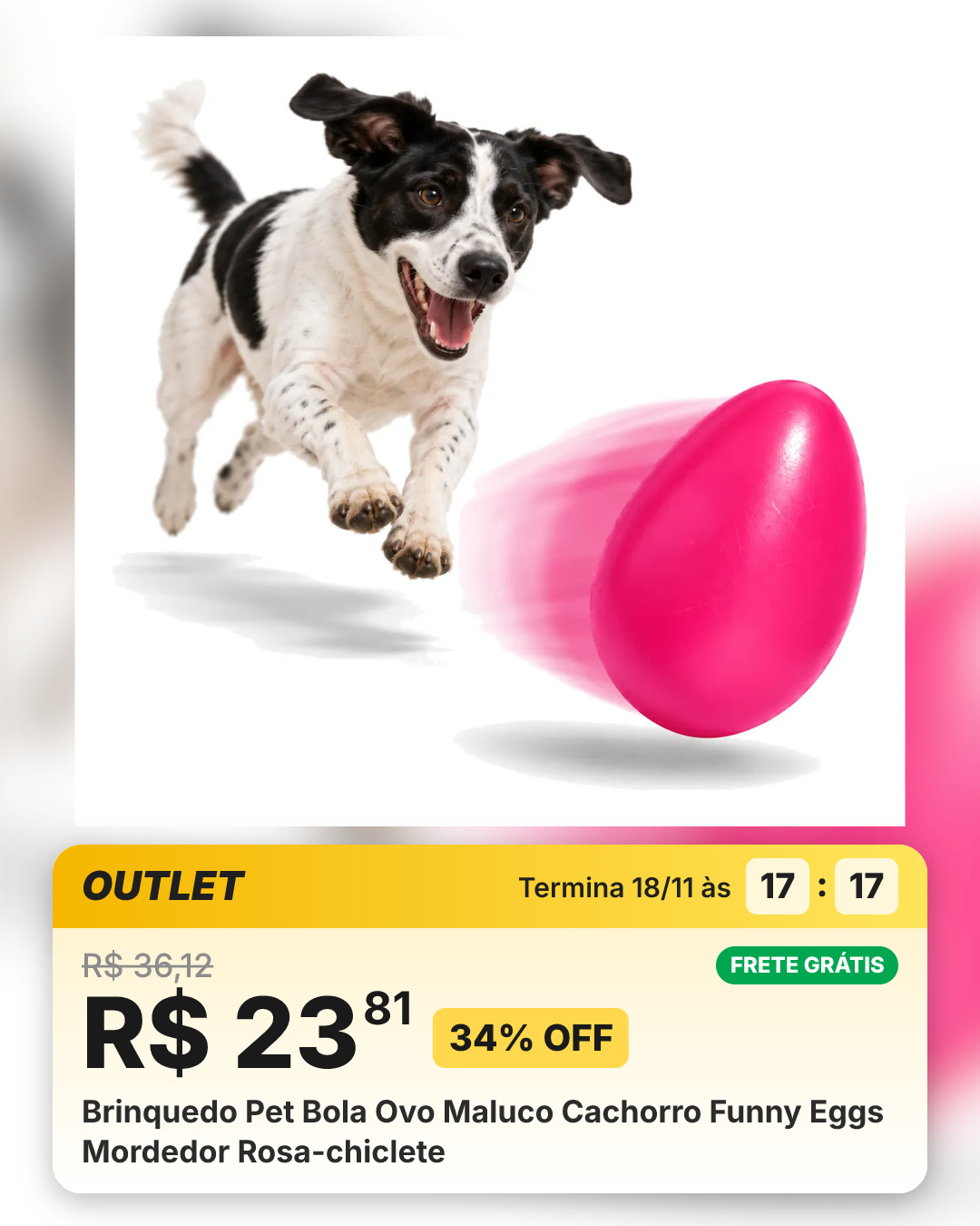 Brinquedo Pet Bola Ovo Maluco Cachorro Funny Eggs Mordedor Rosa-chiclete