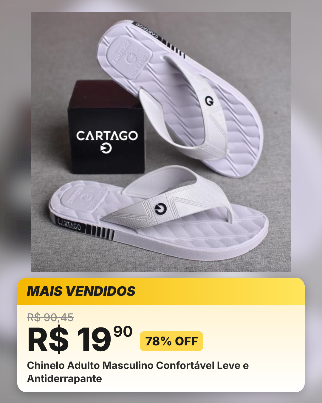 Chinelo Adulto Masculino Confortável Leve e Antiderrapante