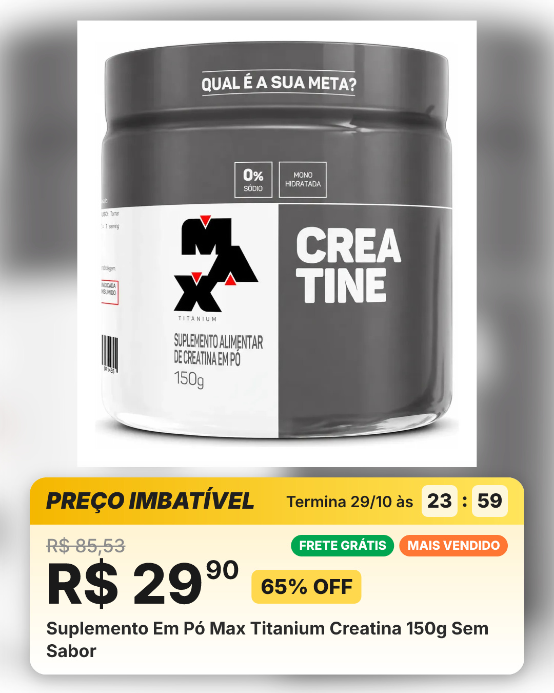 Suplemento Em Pó Max Titanium Creatina 150g Sem Sabor