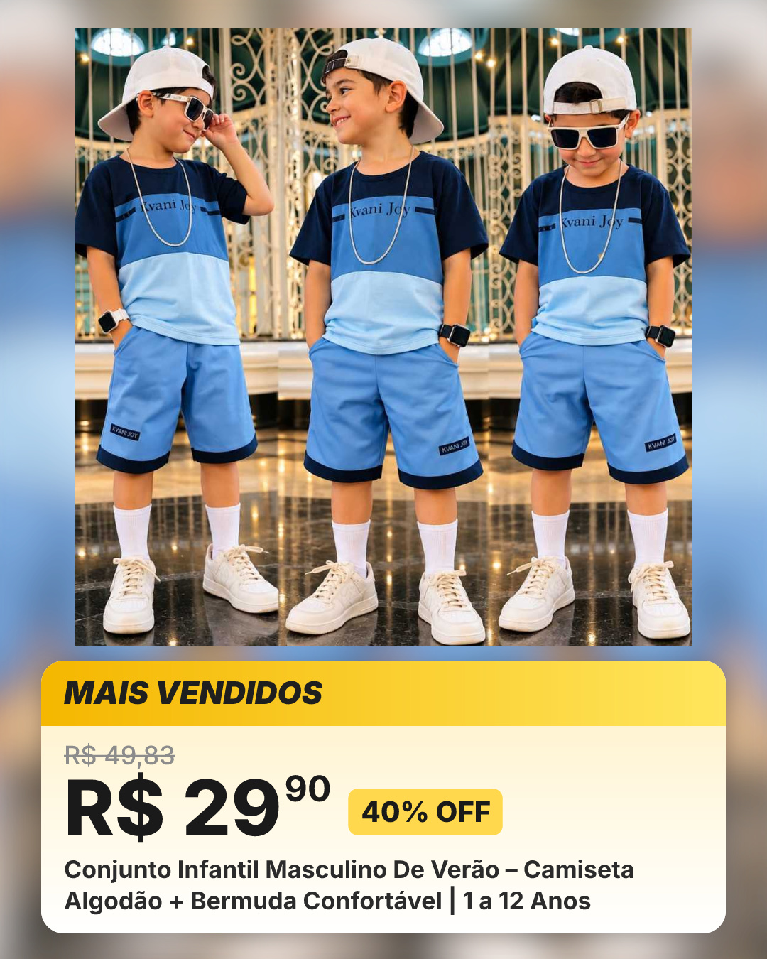 Conjunto Infantil Masculino De Verão – Camiseta Algodão + Bermuda Confortável | 1 a 12 Anos