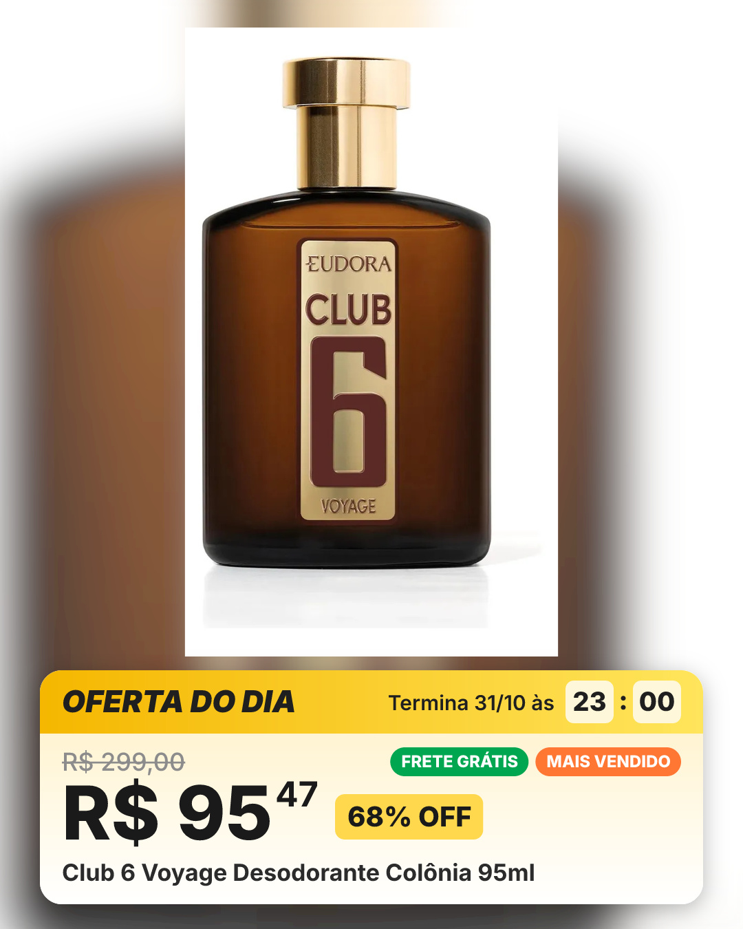 Club 6 Voyage Desodorante Colônia 95ml