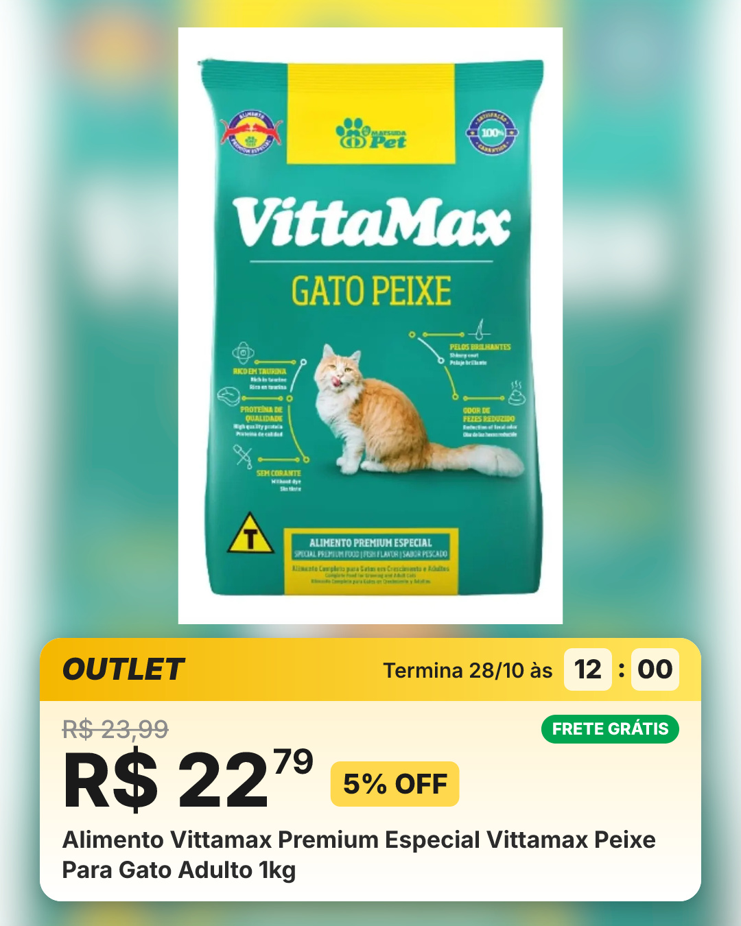 Alimento Vittamax Premium Especial Vittamax Peixe Para Gato Adulto 1kg