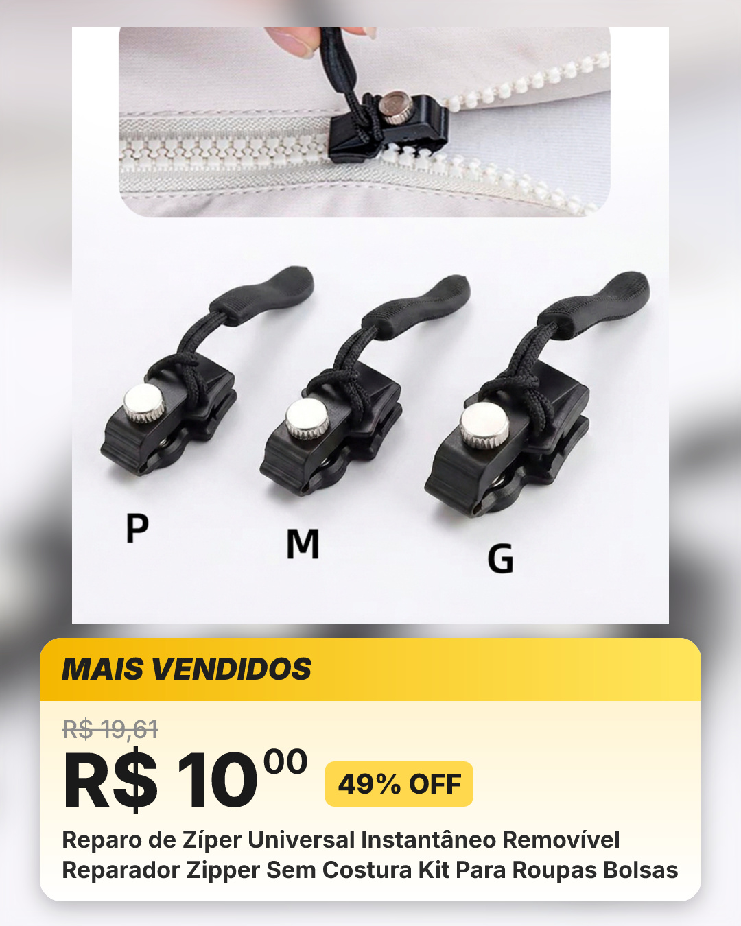 Reparo de Zíper Universal Instantâneo Removível Reparador Zipper Sem Costura Kit Para Roupas Bolsas