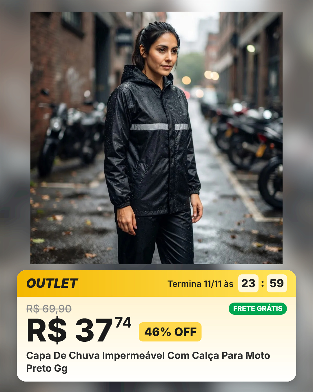 Capa De Chuva Impermeável Com Calça Para Moto Preto Gg