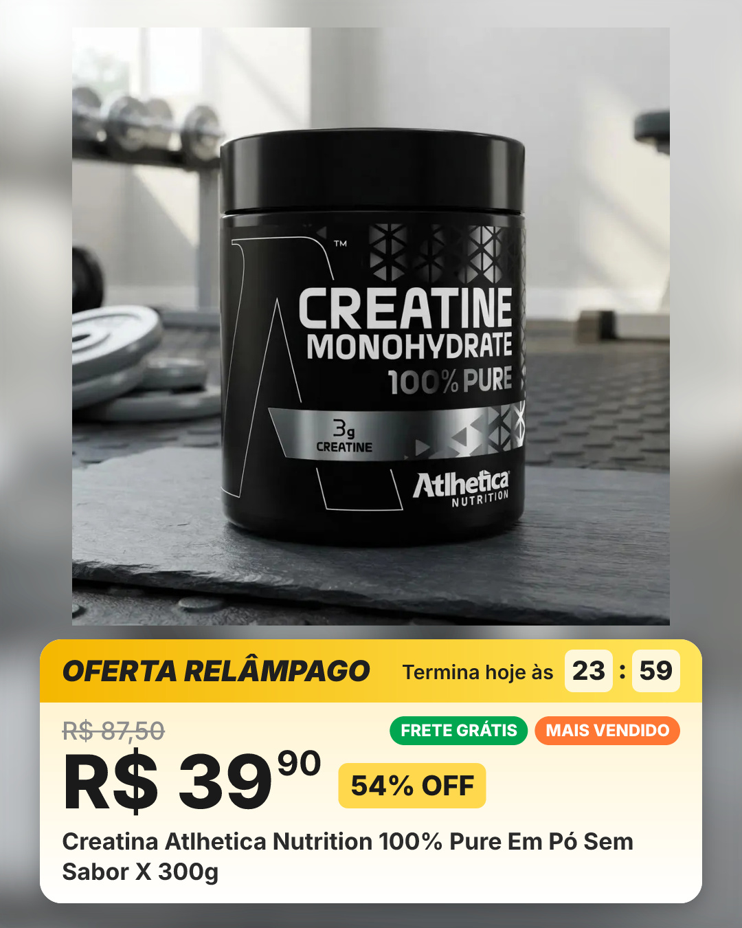 Creatina Atlhetica Nutrition 100% Pure Em Pó Sem Sabor X 300g
