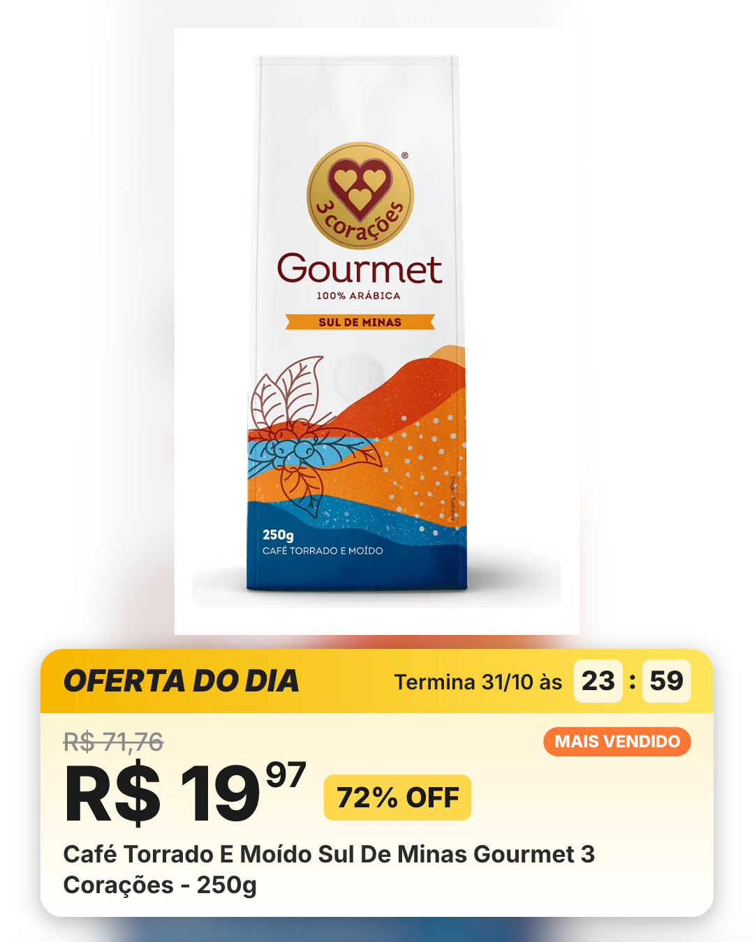 Café Torrado E Moído Sul De Minas Gourmet 3 Corações - 250g