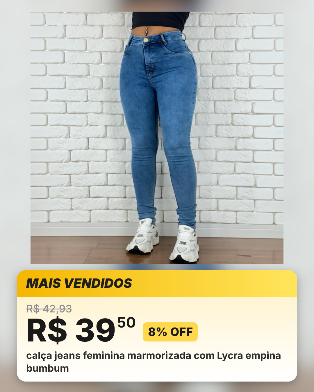calça jeans feminina marmorizada com Lycra empina bumbum