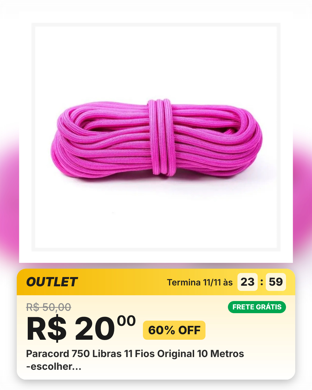 Paracord 750 Libras 11 Fios Original 10 Metros -escolher…