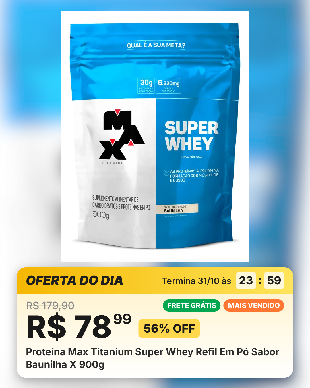 Proteína Max Titanium Super Whey Refil Em Pó Sabor Baunilha X 900g
