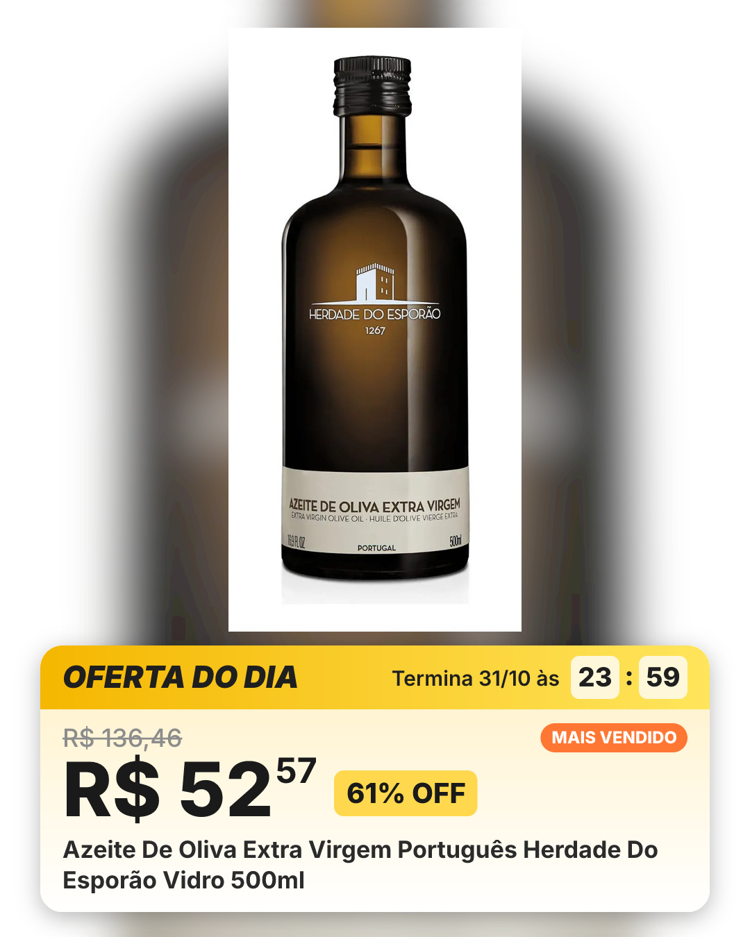 Azeite De Oliva Extra Virgem Português Herdade Do Esporão Vidro 500ml