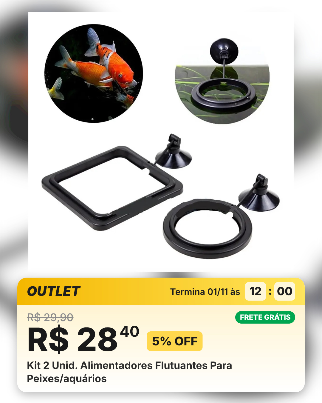 Kit 2 Unid. Alimentadores Flutuantes Para Peixes/aquários