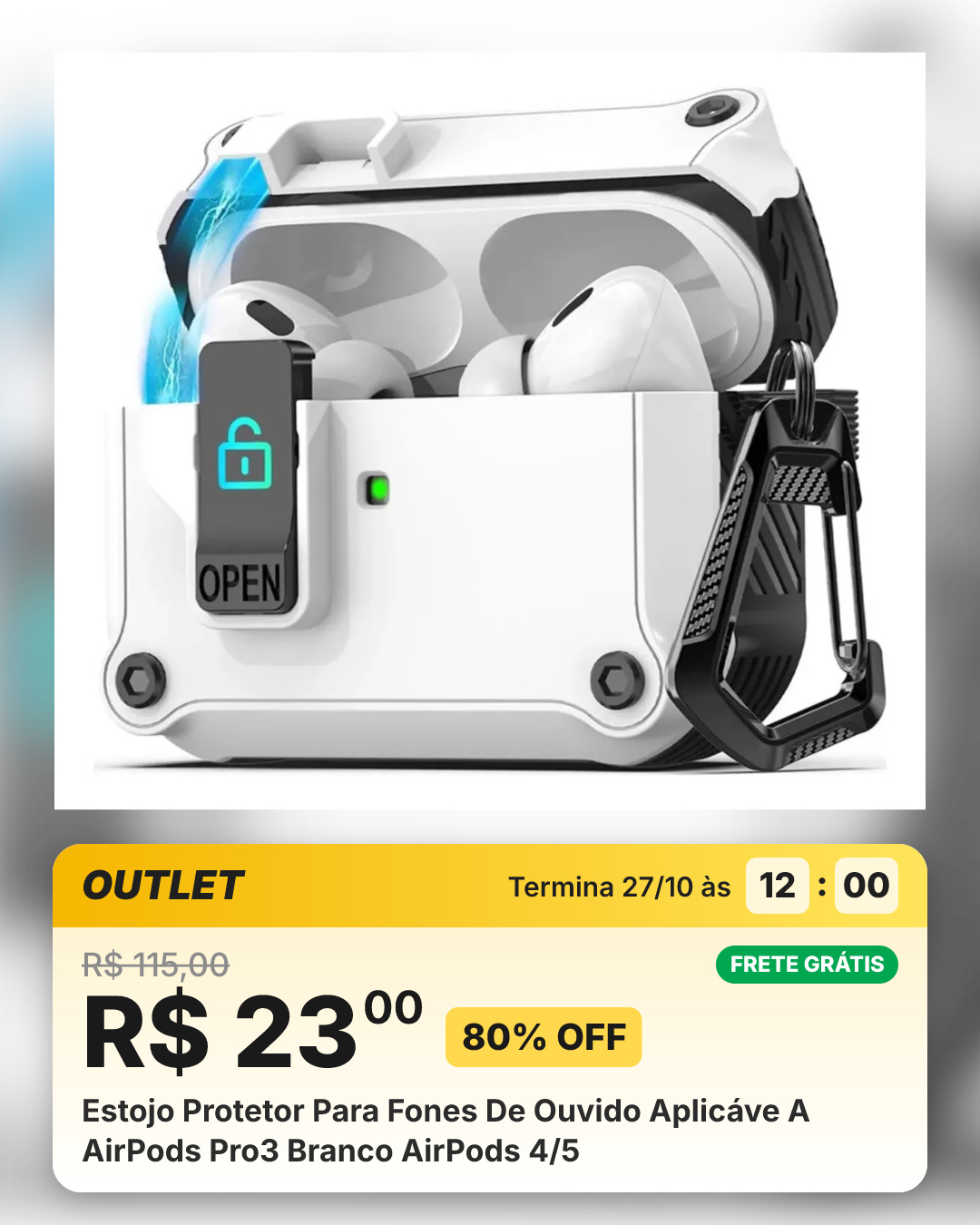 Estojo Protetor Para Fones De Ouvido Aplicáve A AirPods Pro3 Branco AirPods 4/5
