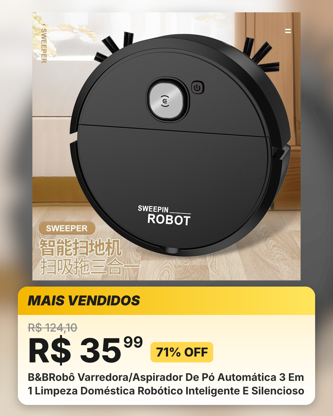 B&BRobô Varredora/Aspirador De Pó Automática 3 Em 1 Limpeza Doméstica Robótico Inteligente E Silencioso