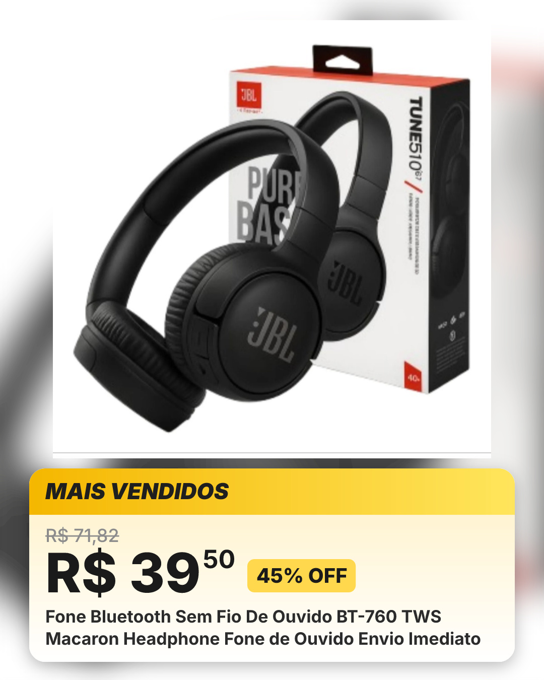 Fone Bluetooth Sem Fio De Ouvido BT-760 TWS Macaron Headphone Fone de Ouvido Envio Imediato