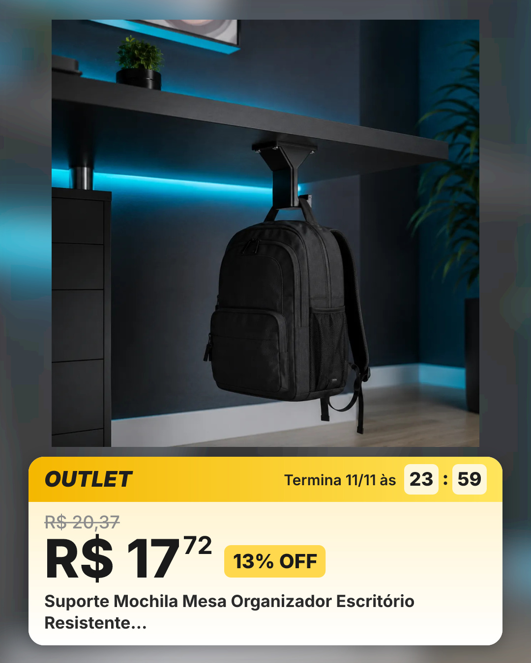 Suporte Mochila Mesa Organizador Escritório Resistente…
