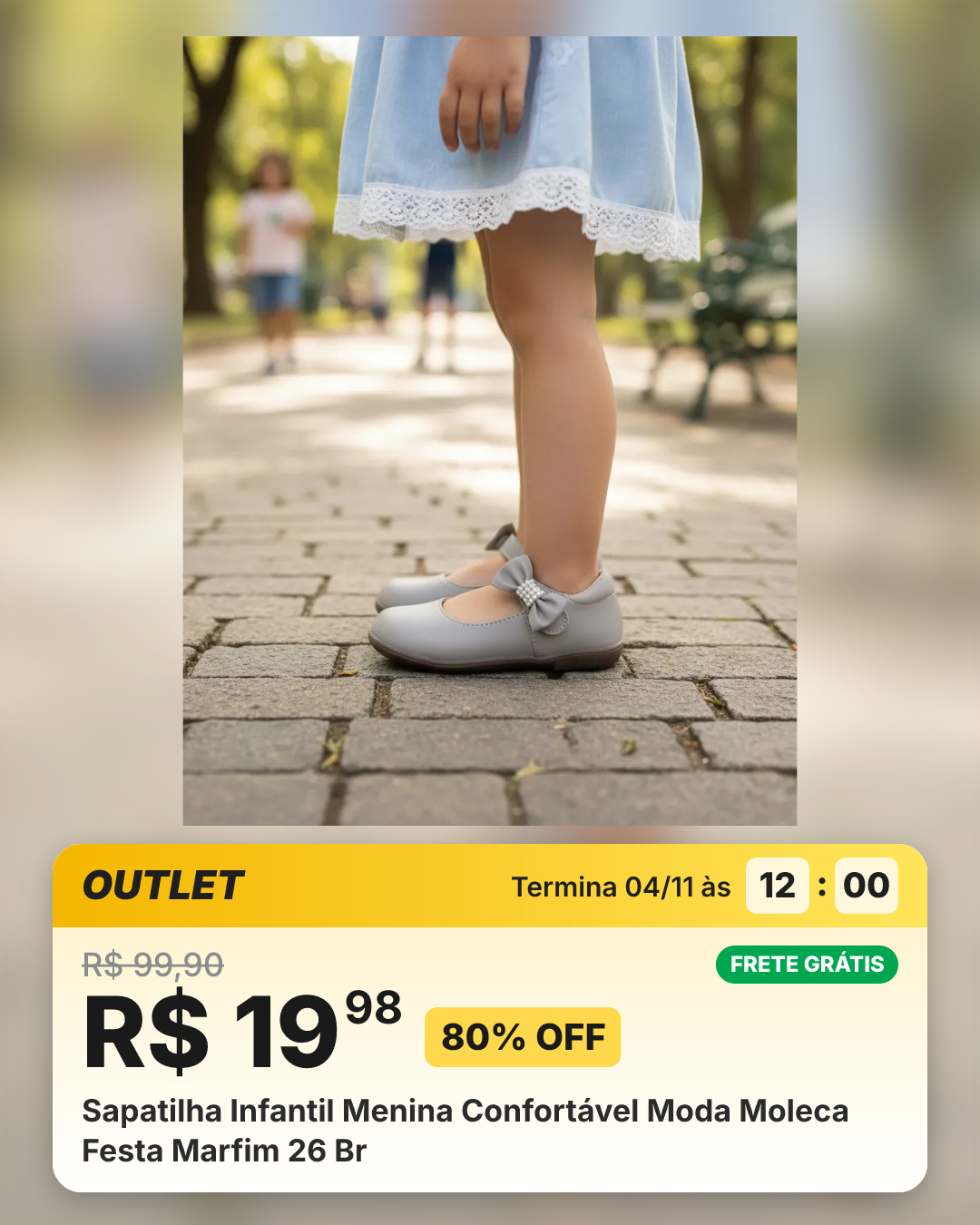 Sapatilha Infantil Menina Confortável Moda Moleca Festa Marfim 26 Br