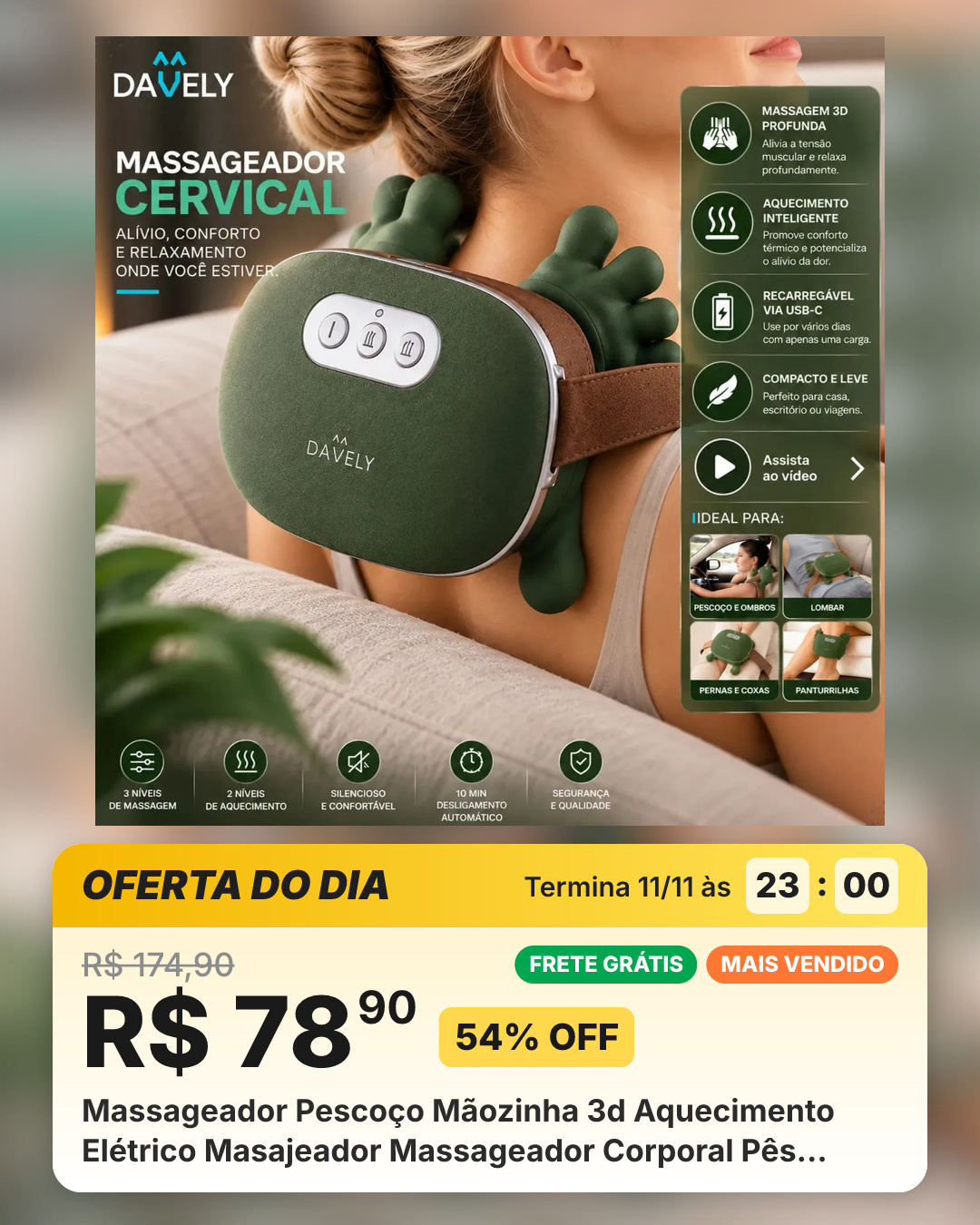 Massageador Pescoço Mãozinha 3d Aquecimento Elétrico Masajeador Massageador Corporal Pês Lombar Panturrilha Mão Pescoço... Verde 127/220v