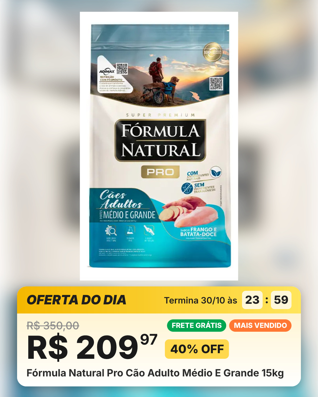 Fórmula Natural Pro Cão Adulto Médio E Grande 15kg