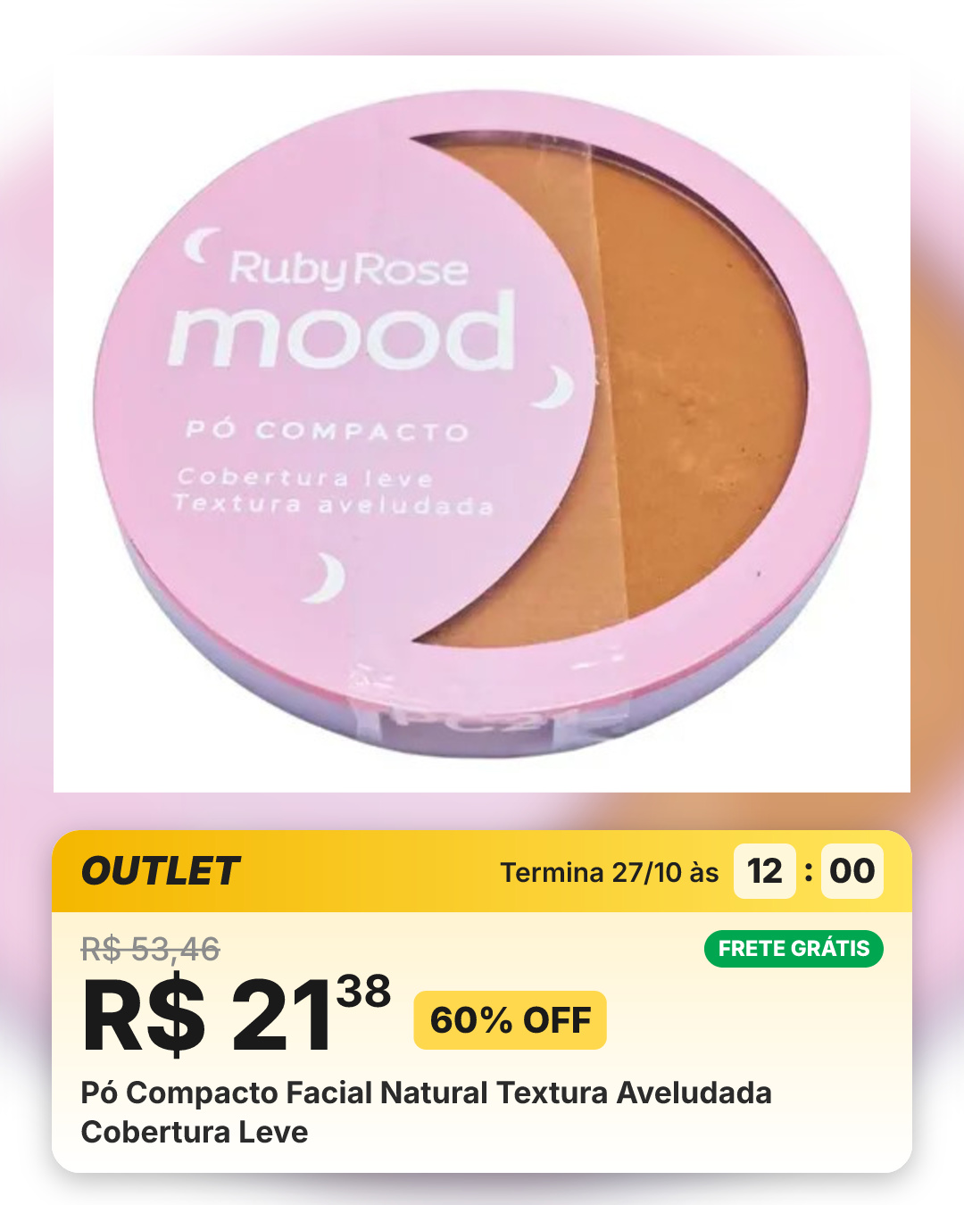 Pó Compacto Facial Natural Textura Aveludada Cobertura Leve