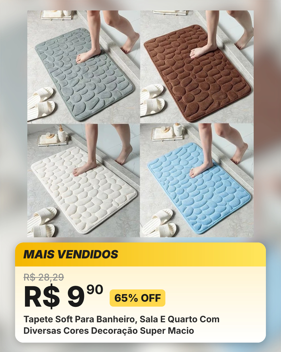 Tapete Soft Para Banheiro, Sala E Quarto Com Diversas Cores Decoração Super Macio