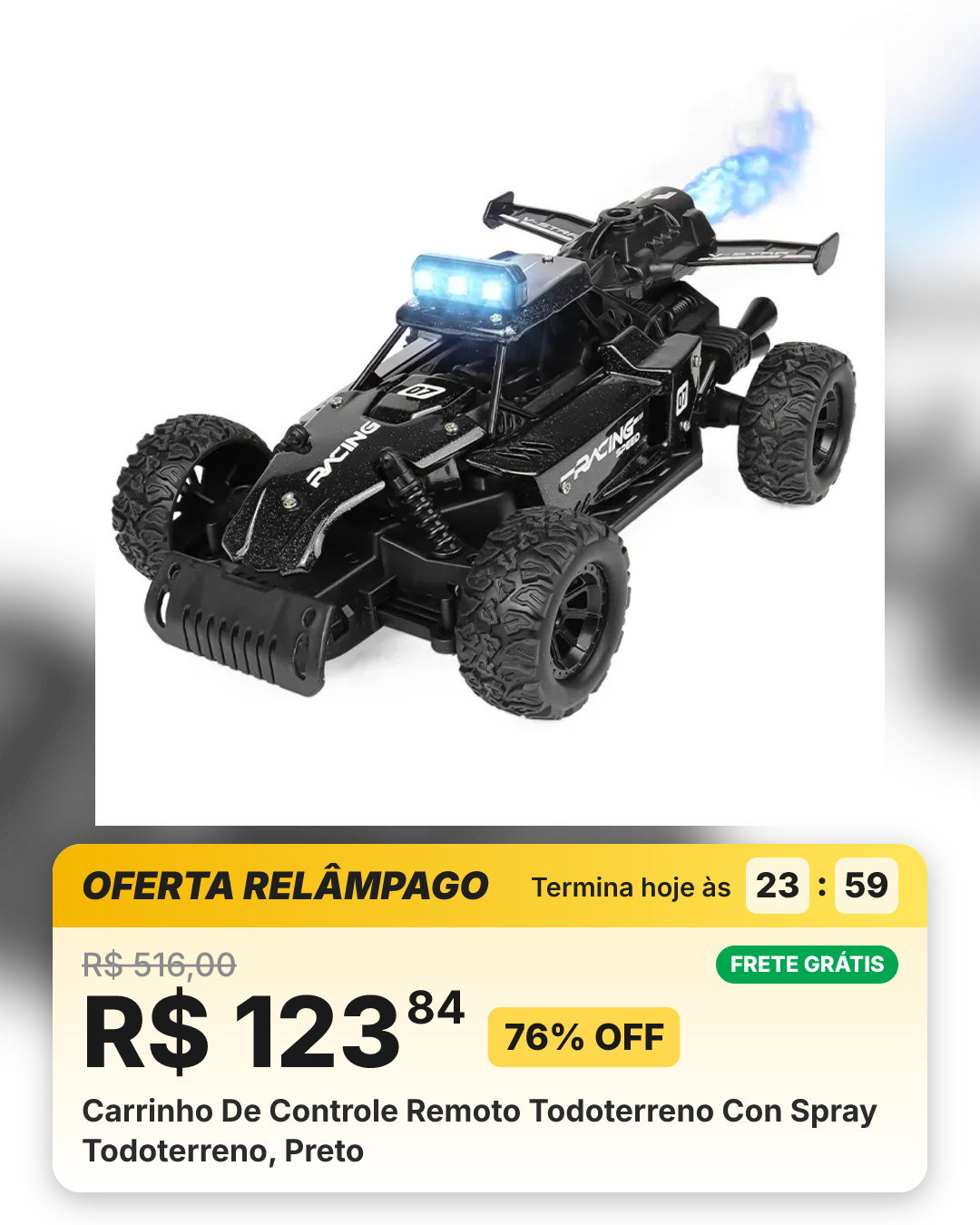 Carrinho De Controle Remoto Todoterreno Con Spray Todoterreno, Preto