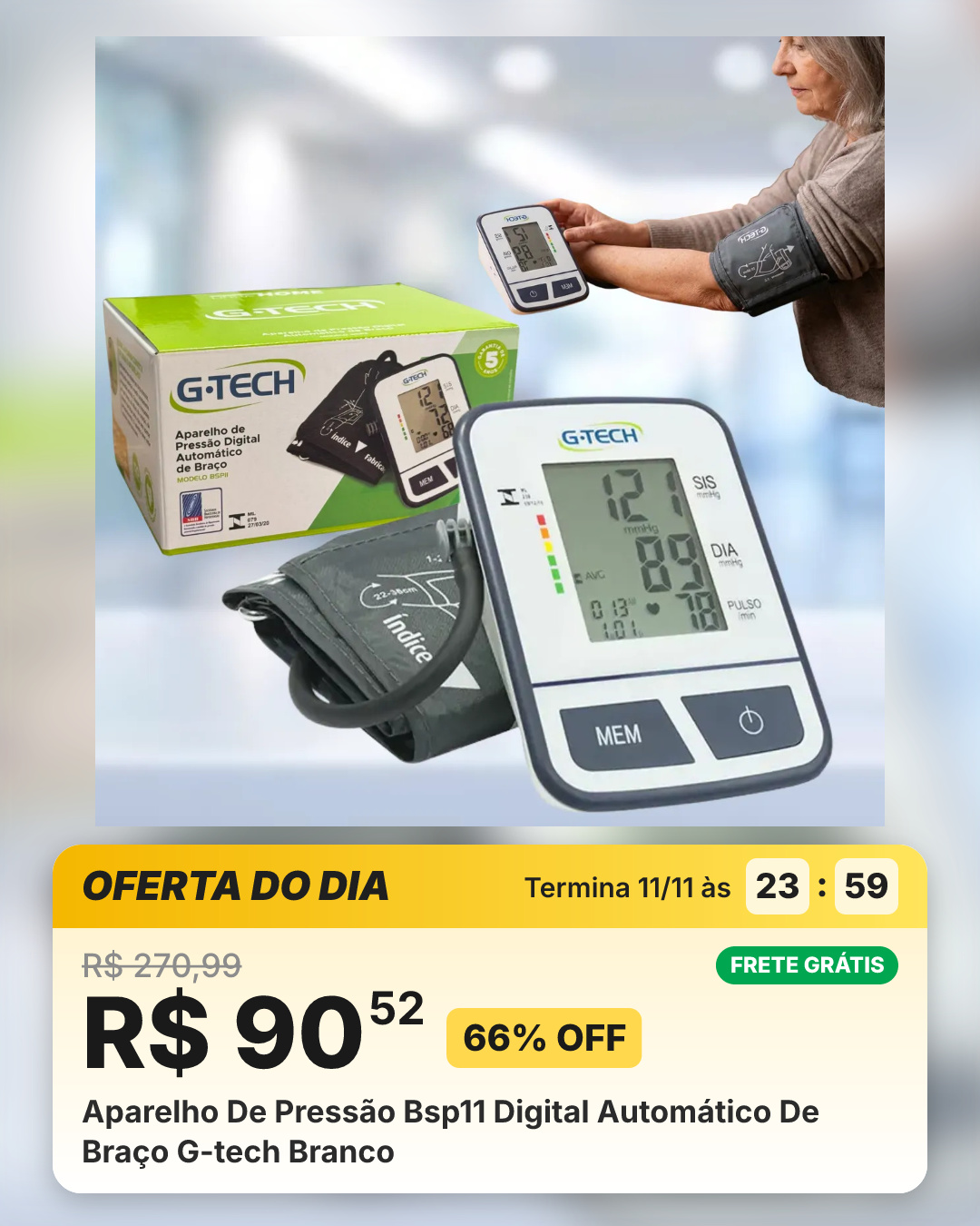 Aparelho De Pressão Bsp11 Digital Automático De Braço G-tech Branco