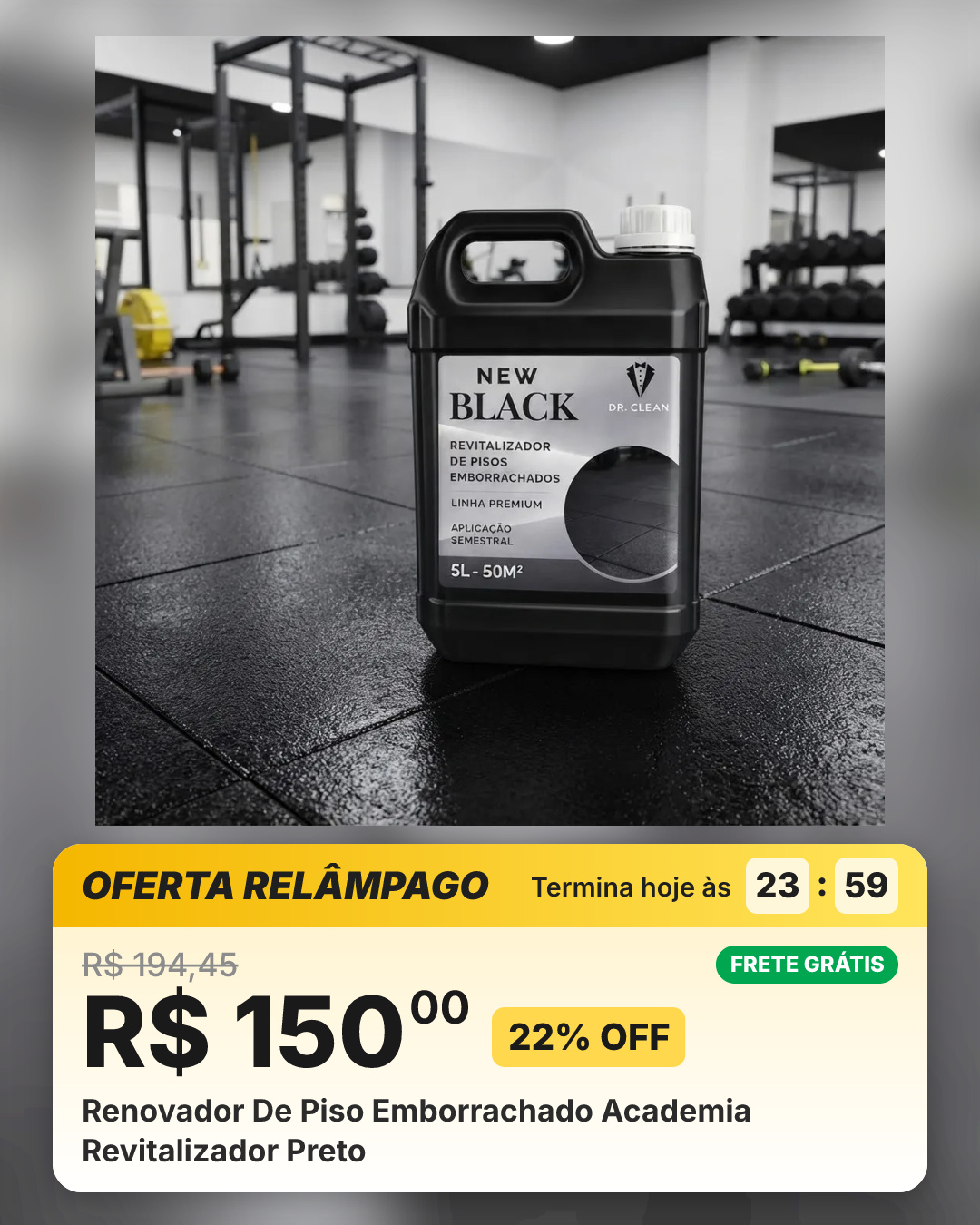 Renovador De Piso Emborrachado Academia Revitalizador Preto