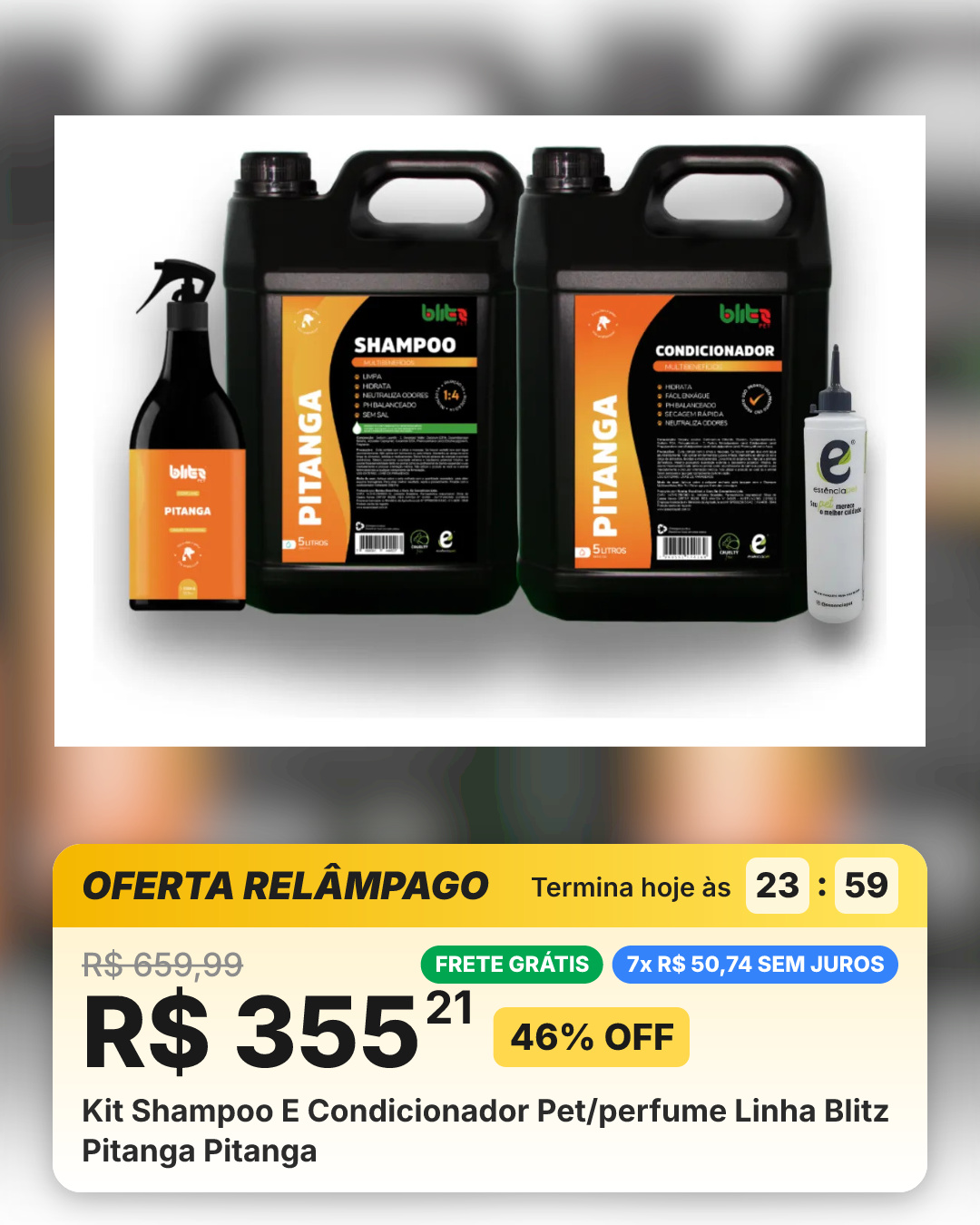 Kit Shampoo E Condicionador Pet/perfume Linha Blitz Pitanga Pitanga