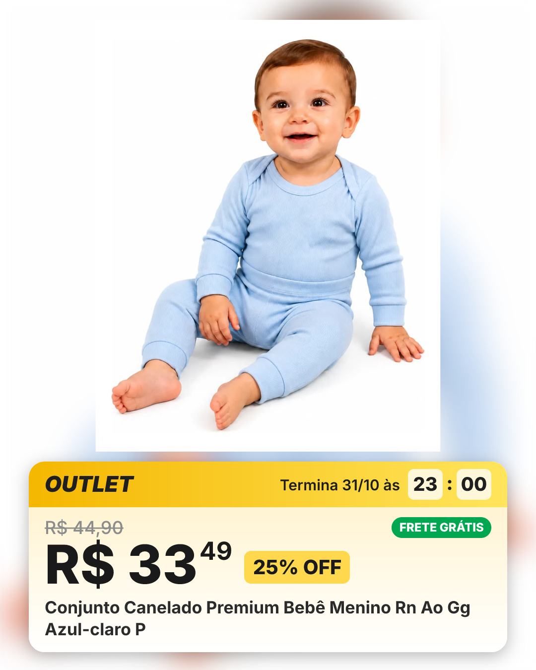 Conjunto Canelado Premium Bebê Menino Rn Ao Gg Azul-claro P
