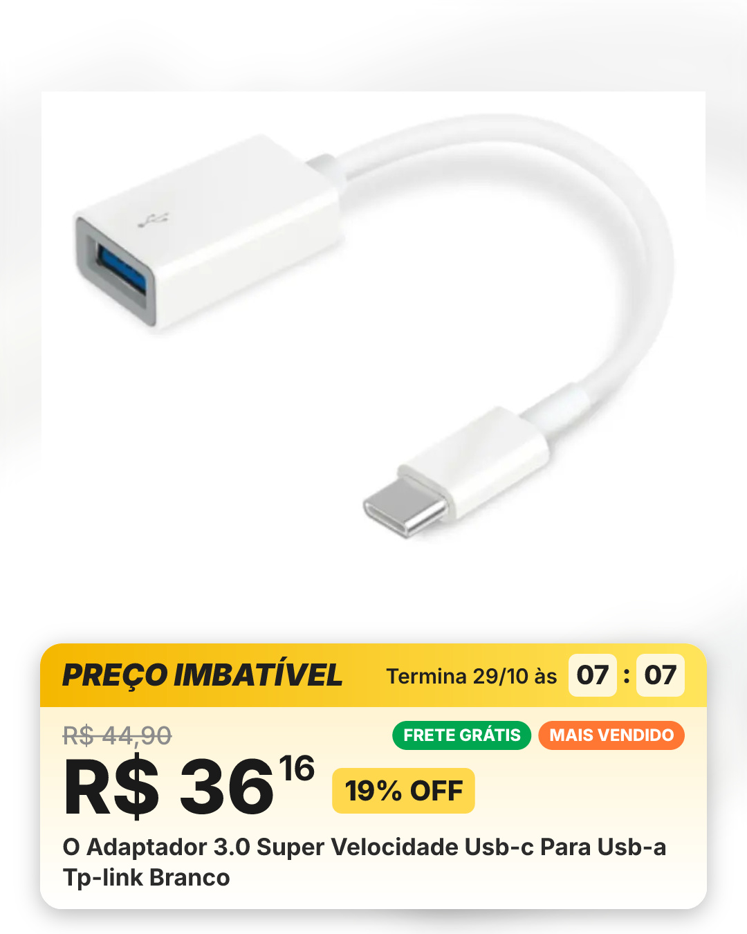 O Adaptador 3.0 Super Velocidade Usb-c Para Usb-a Tp-link Branco