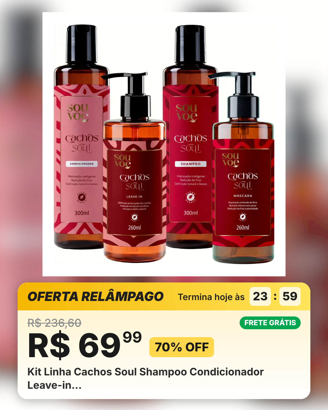 Kit Linha Cachos Soul Shampoo Condicionador Leave-in…