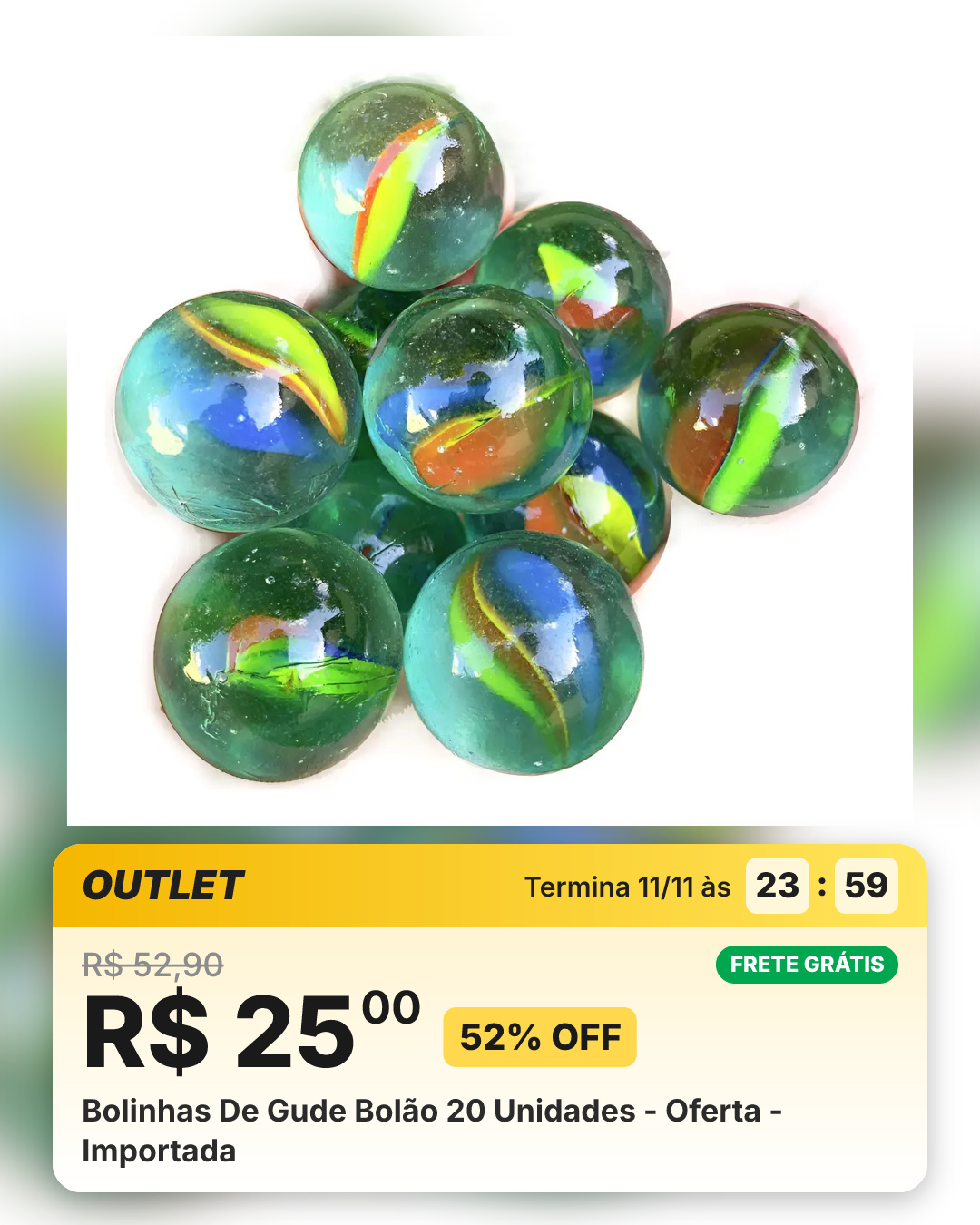 Bolinhas De Gude Bolão 20 Unidades - Oferta - Importada