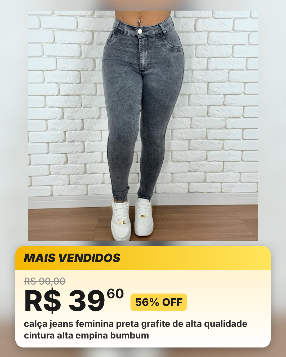 calça jeans feminina preta grafite de alta qualidade cintura alta empina bumbum