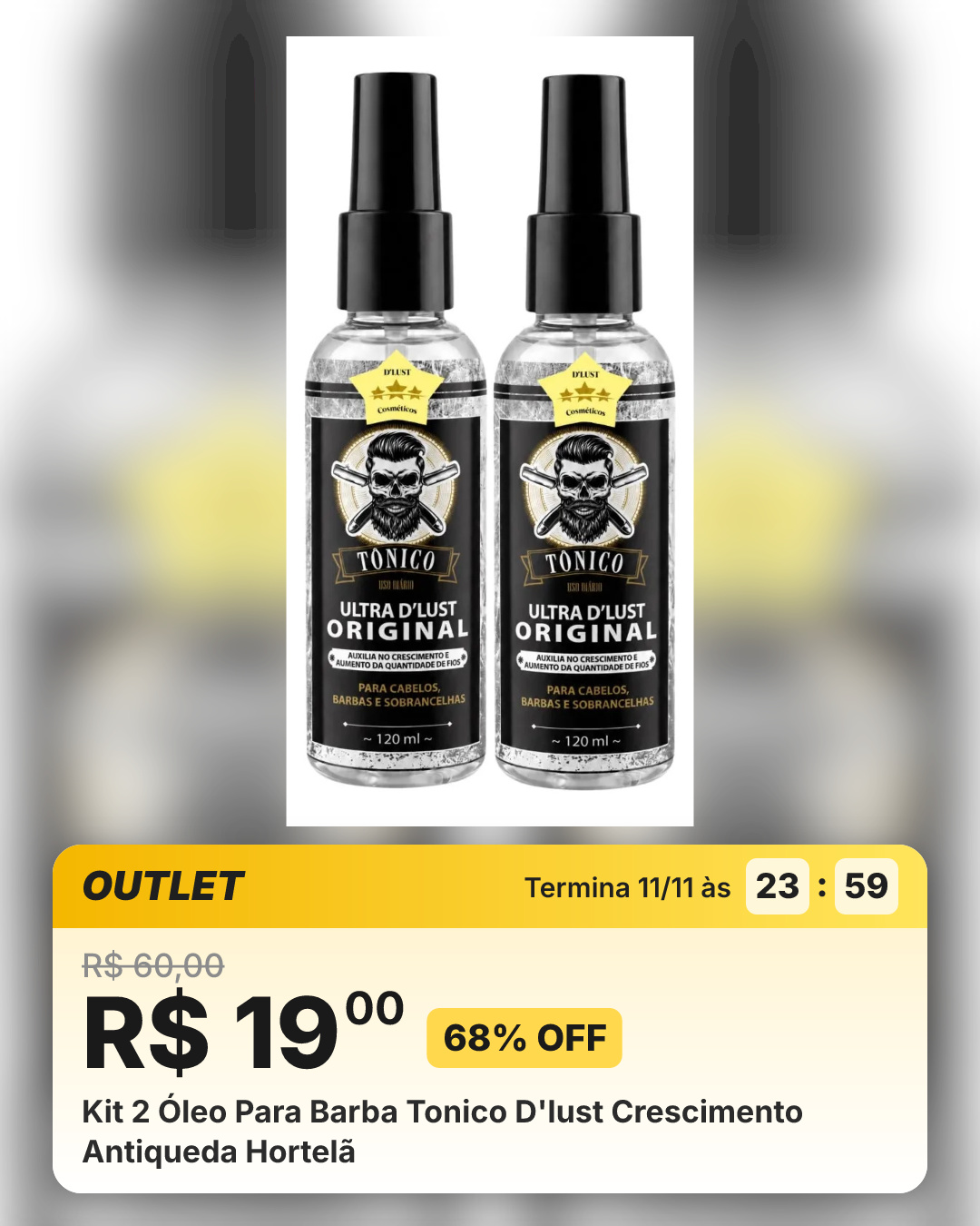 Kit 2 Óleo Para Barba Tonico D'lust Crescimento Antiqueda Hortelã
