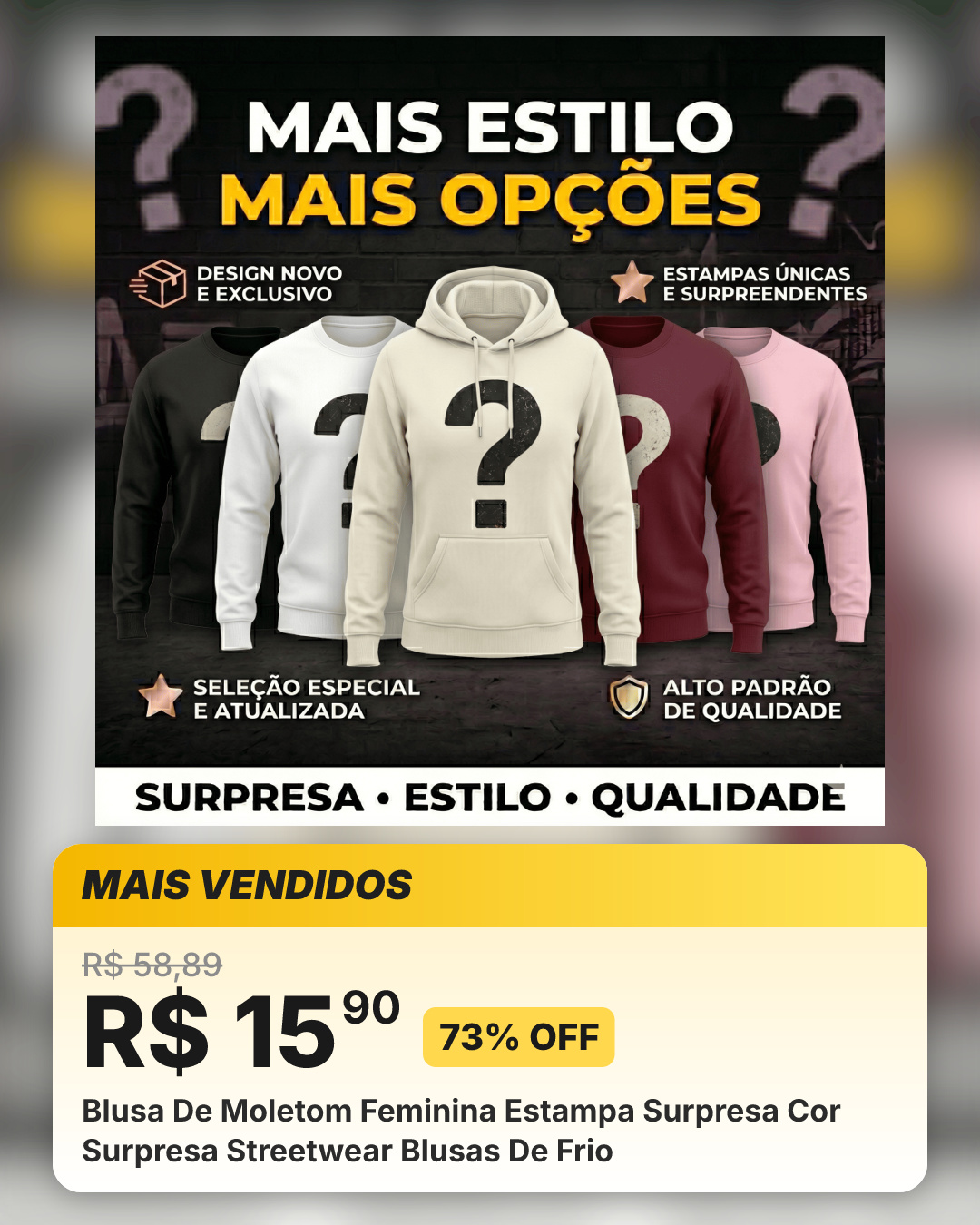 Blusa De Moletom Feminina Estampa Surpresa Cor Surpresa Streetwear Blusas De Frio