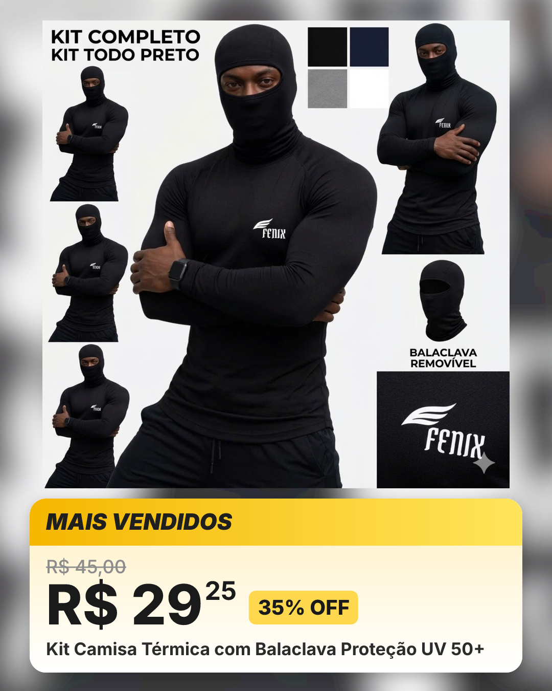 Kit Camisa Térmica com Balaclava Proteção UV 50+
