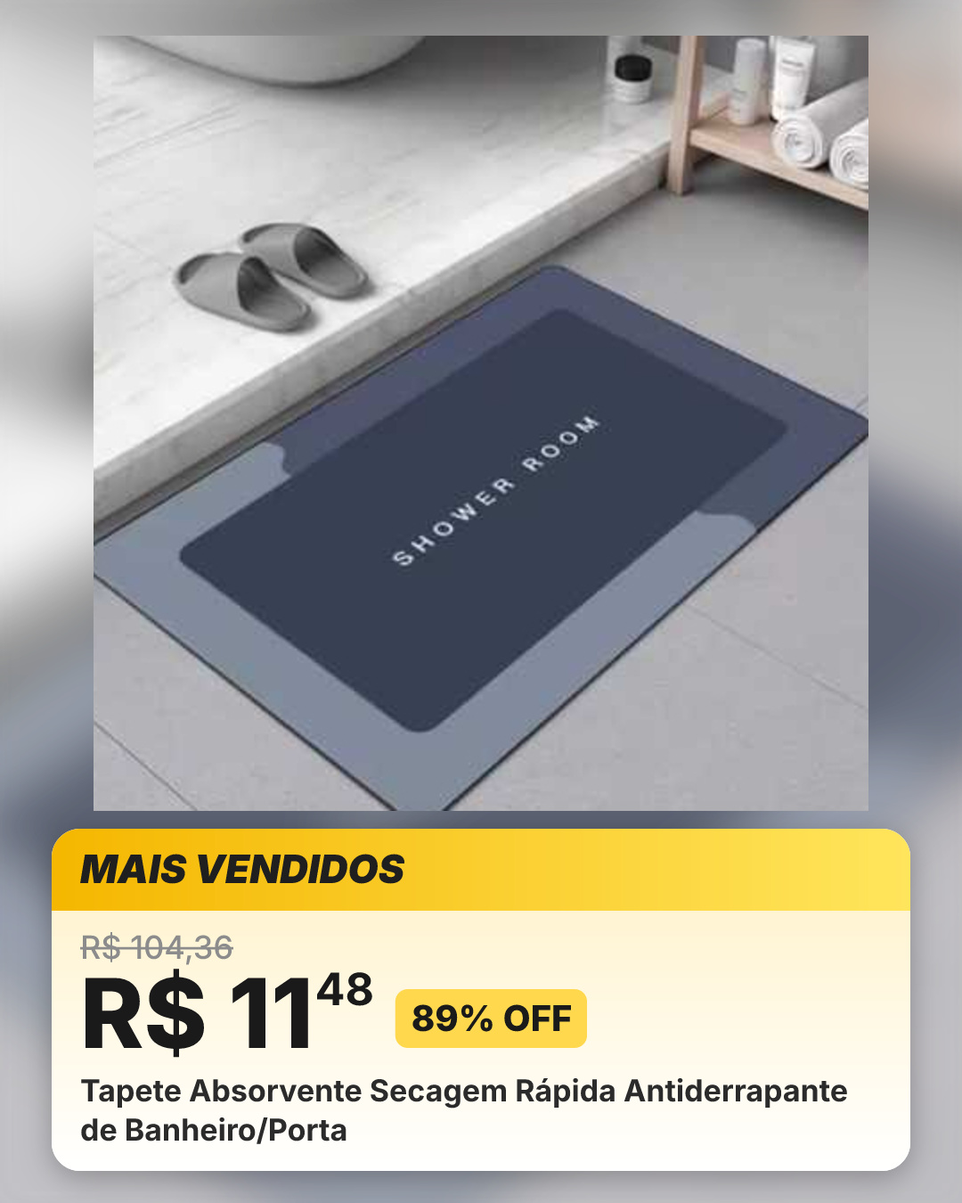Tapete Absorvente Secagem Rápida Antiderrapante de Banheiro/Porta