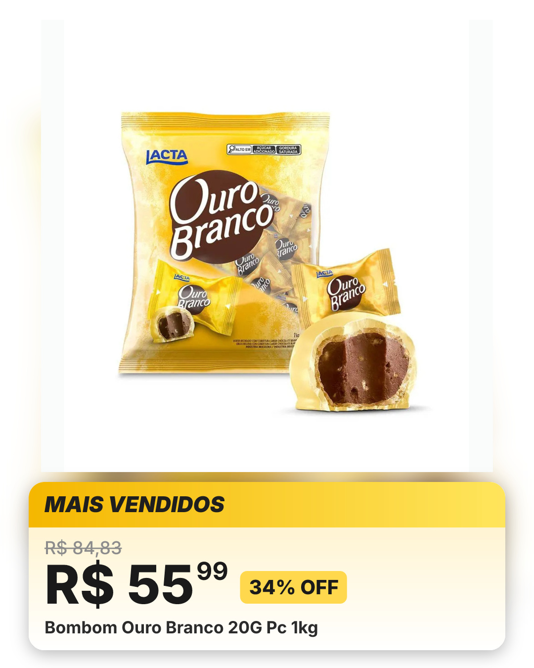 Bombom Ouro Branco 20G Pc 1kg
