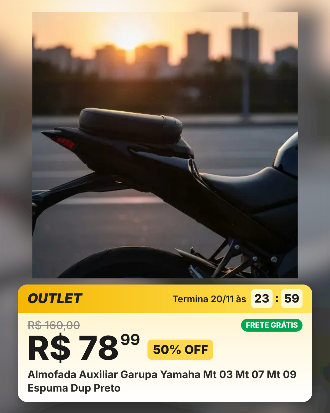 Almofada Auxiliar Garupa Yamaha Mt 03 Mt 07 Mt 09 Espuma Dup Preto