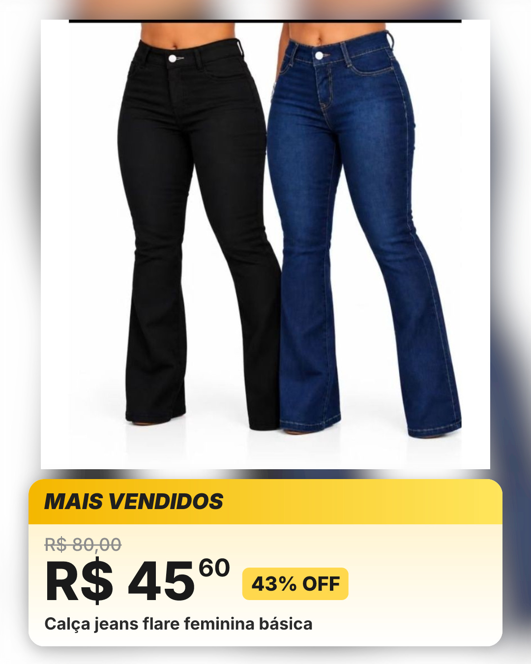 Calça jeans flare feminina básica
