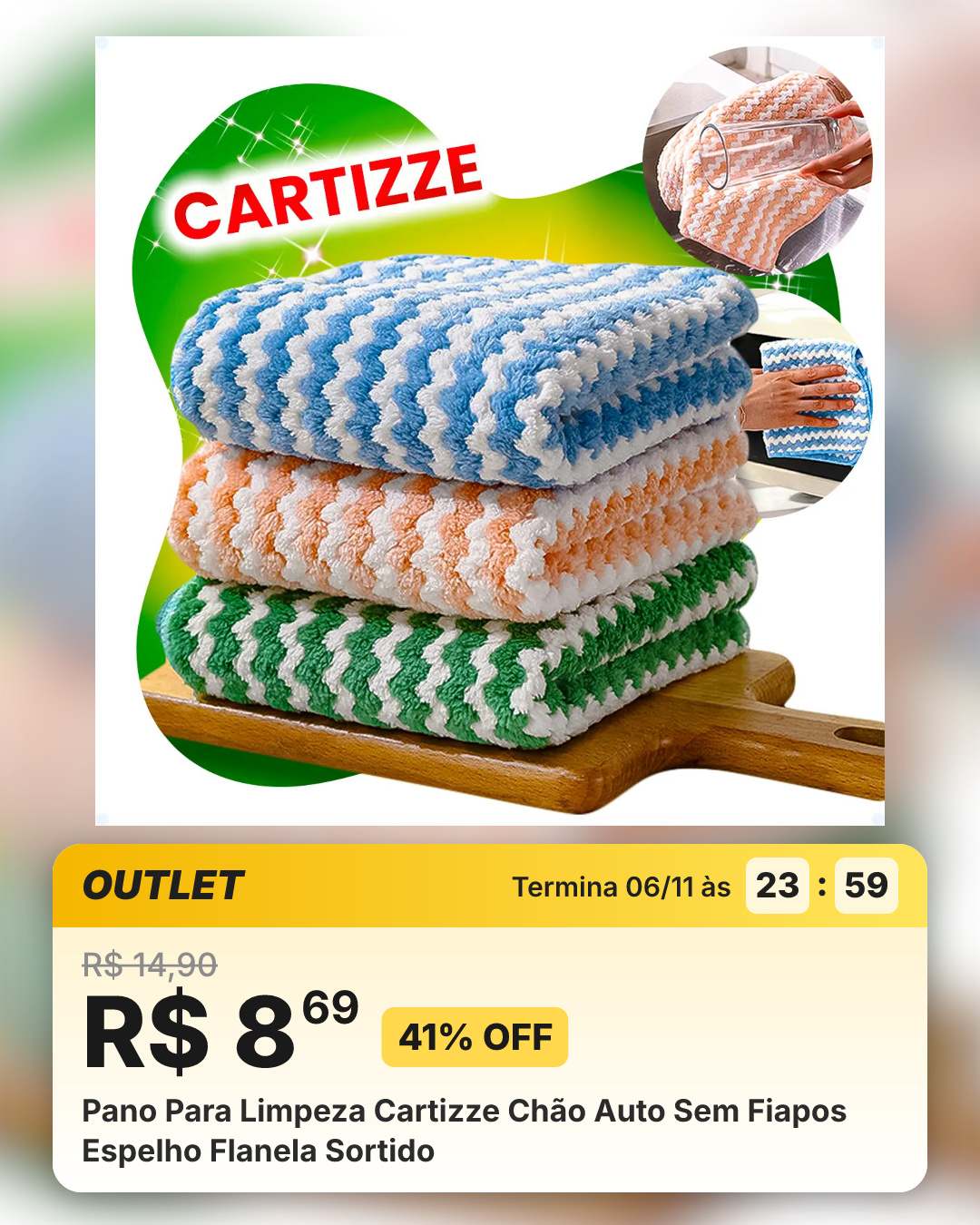 Pano Para Limpeza Cartizze Chão Auto Sem Fiapos Espelho Flanela Sortido