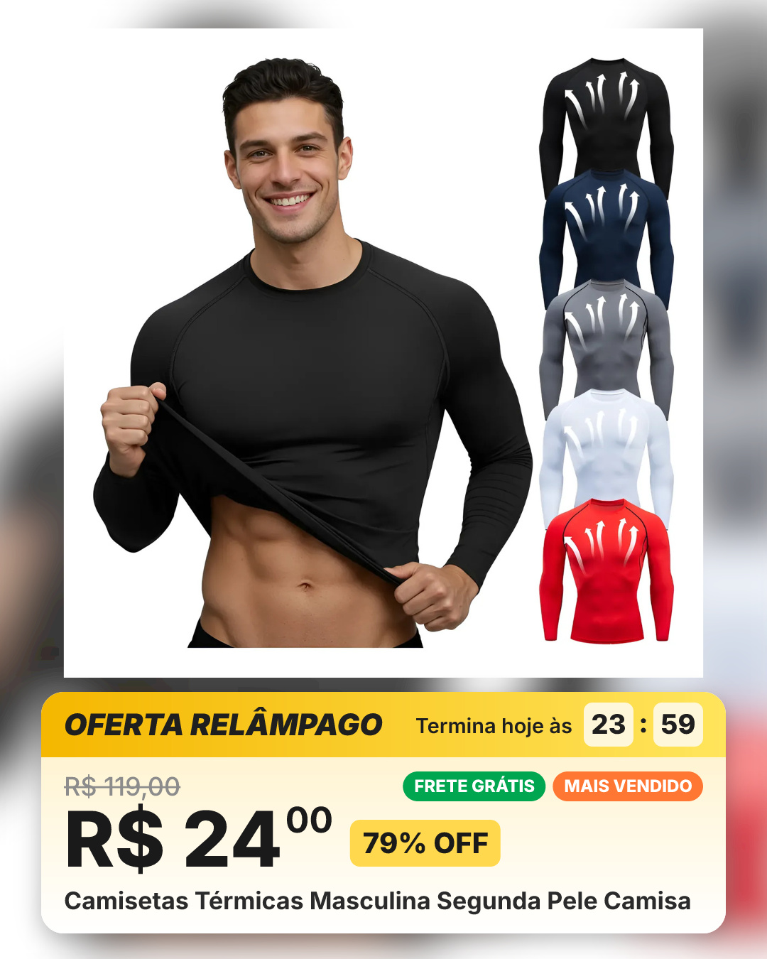 Camisetas Térmicas Masculina Segunda Pele Camisa