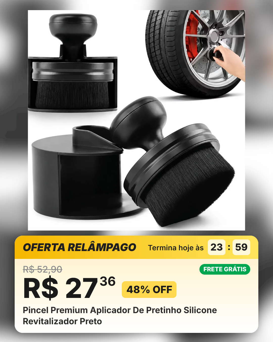 Pincel Premium Aplicador De Pretinho Silicone Revitalizador Preto