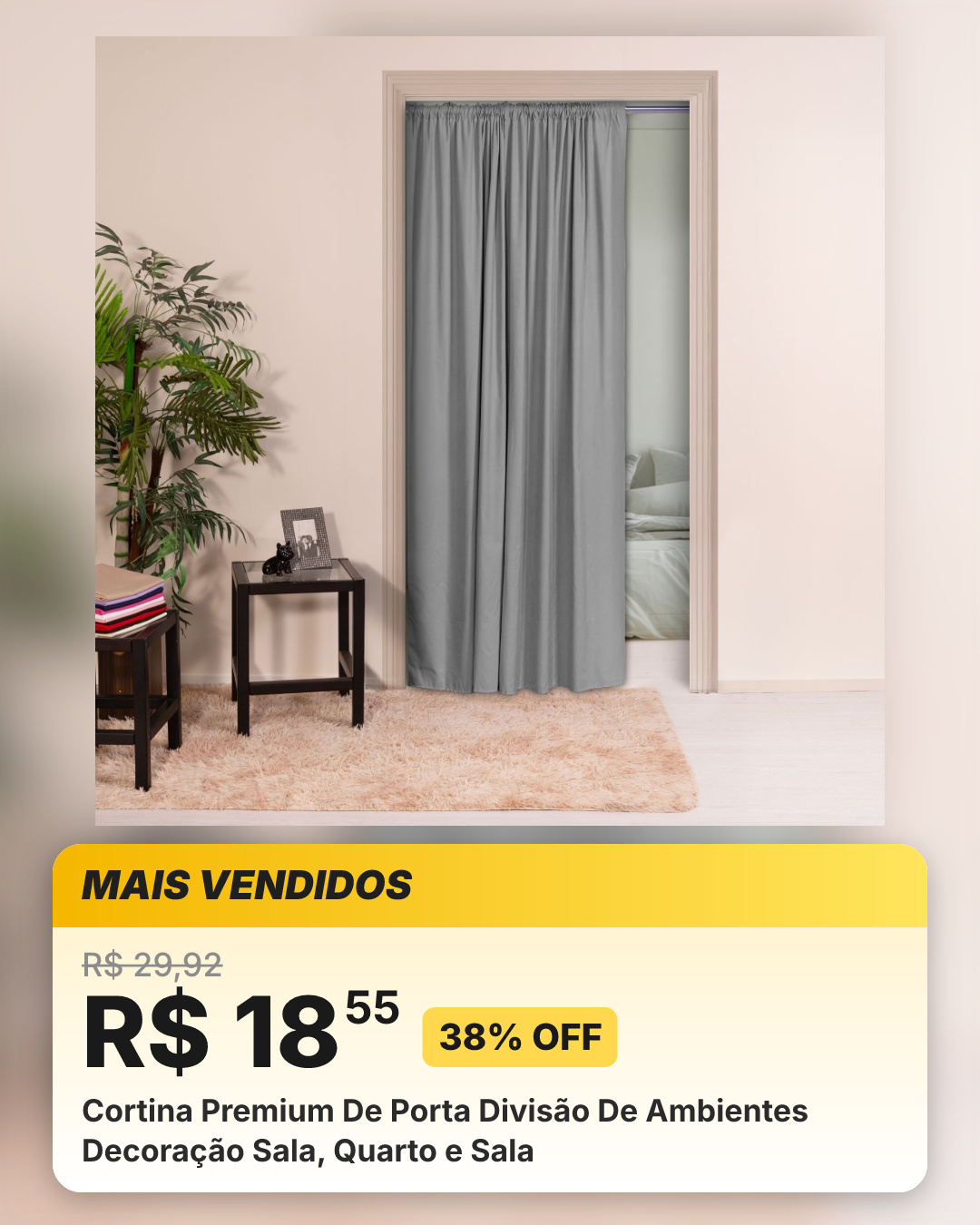 Cortina Premium De Porta Divisão De Ambientes Decoração Sala, Quarto e Sala