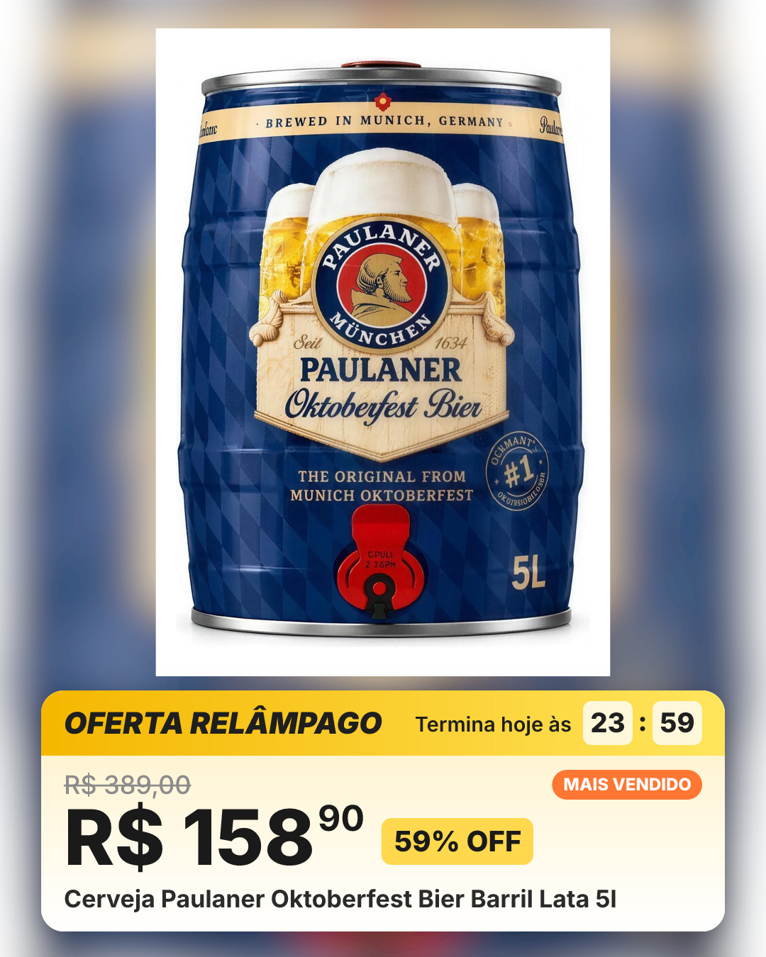 Cerveja Paulaner Oktoberfest Bier Barril Lata 5l