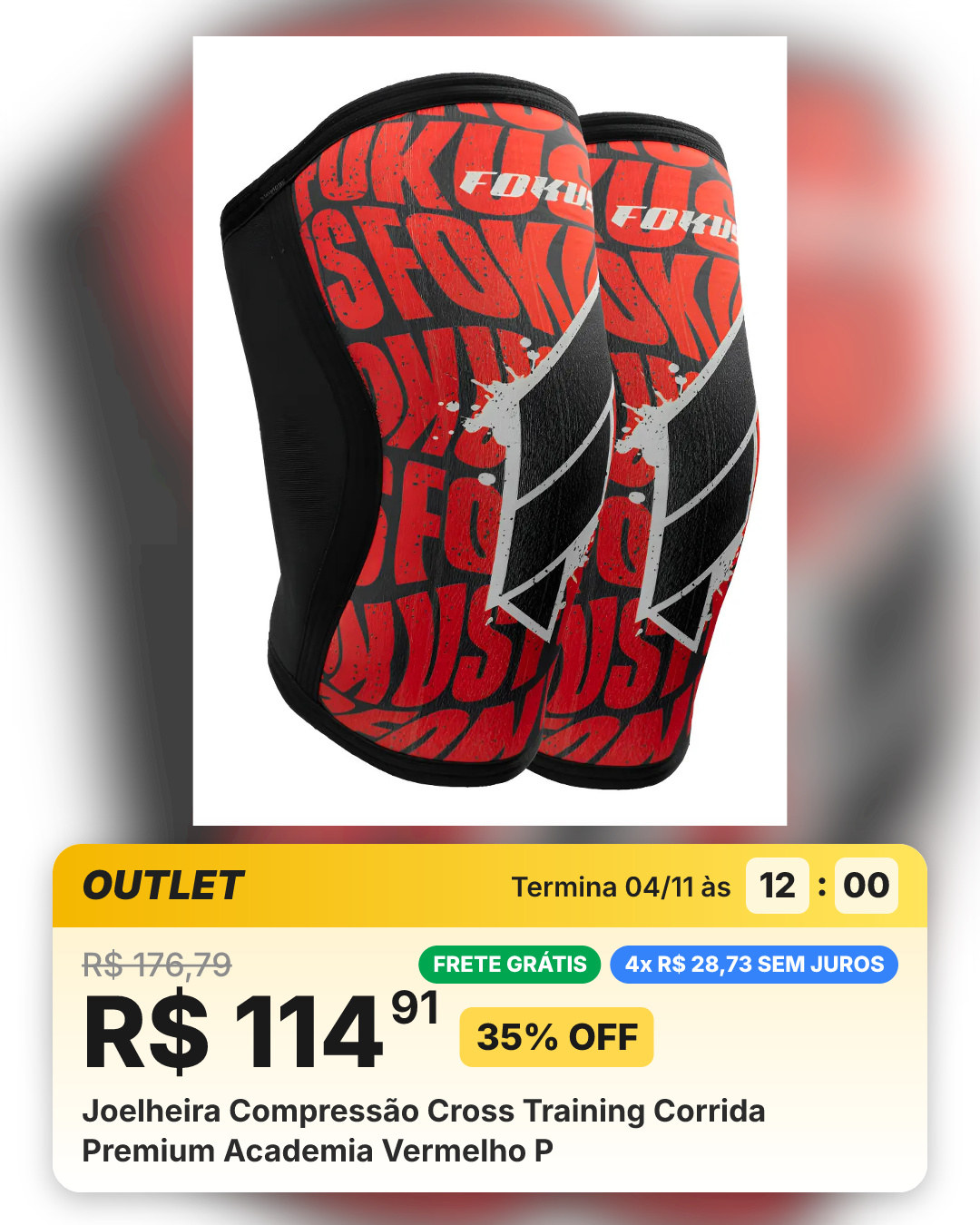Joelheira Compressão Cross Training Corrida Premium Academia Vermelho P
